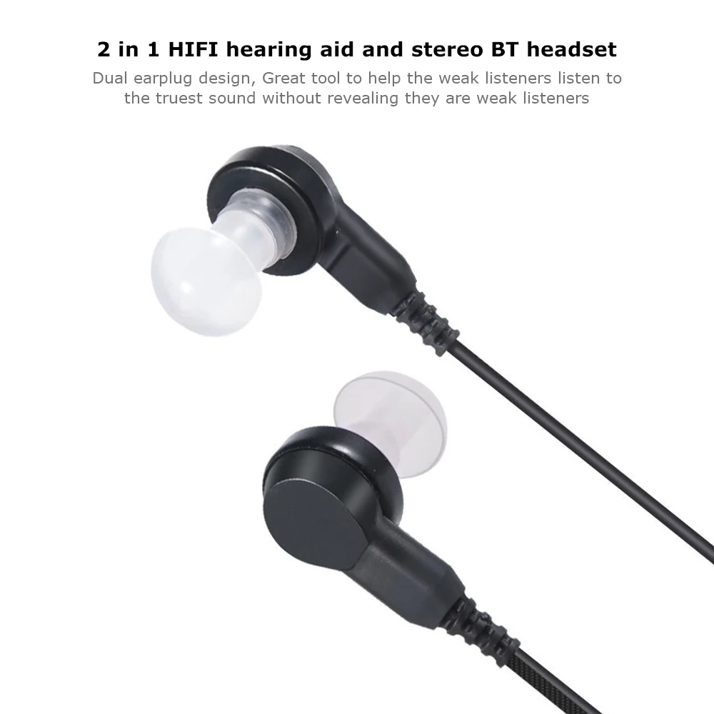 2 в 1 HIFI аудиофоны слуховой аппарат наушники Bluetooth беспроводной усилитель гарнитура HD стерео Спортивные Bluetooth наушники с микрофоном