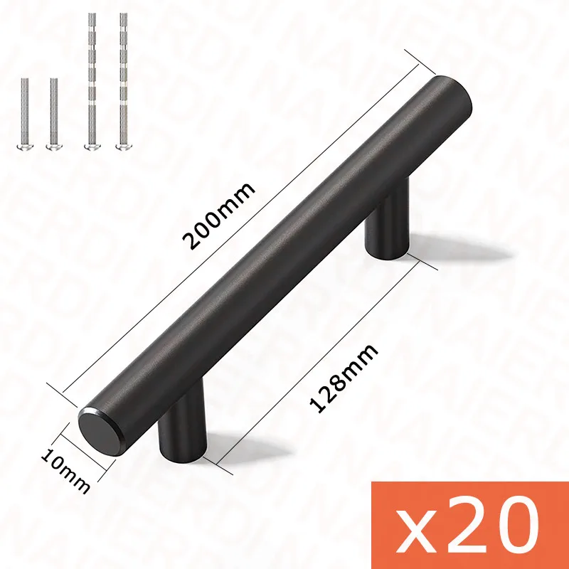 NAIERDI 20 шт. черная золотая ручка для шкафа из нержавеющей стали ручки для кухонного шкафа Мебель Тянет ящики аппаратная Т-образная ручка