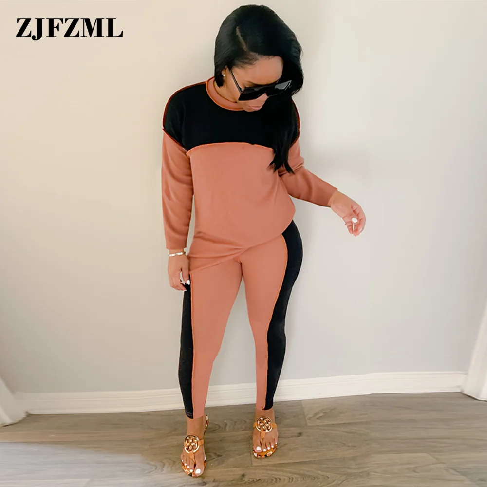 

Женский комплект из двух предметов, свитшот с длинным рукавом и круглым вырезом и облегающие леггинсы