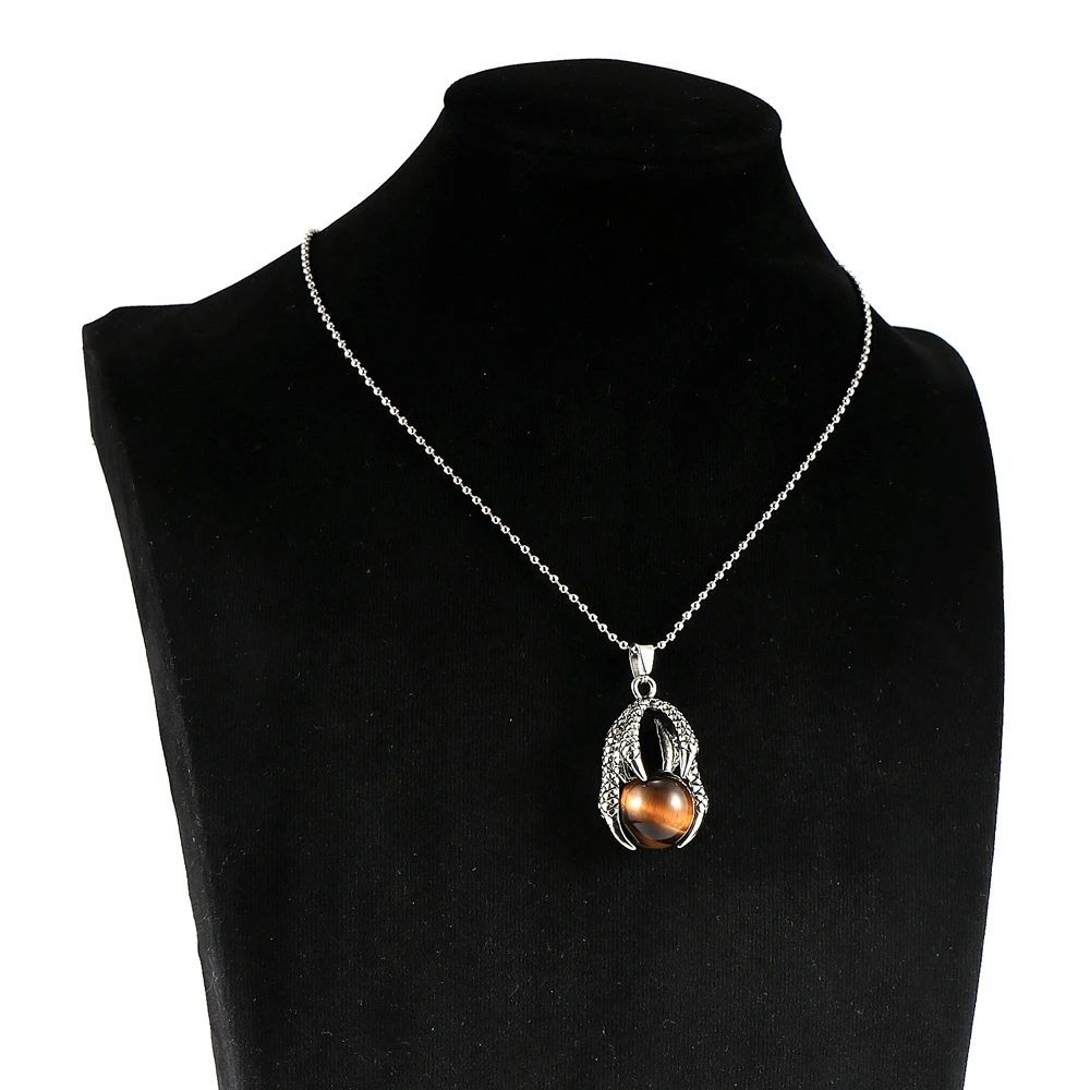 Мужской кулон в виде когтя дракон из натурального камня ожерелье с тигром и