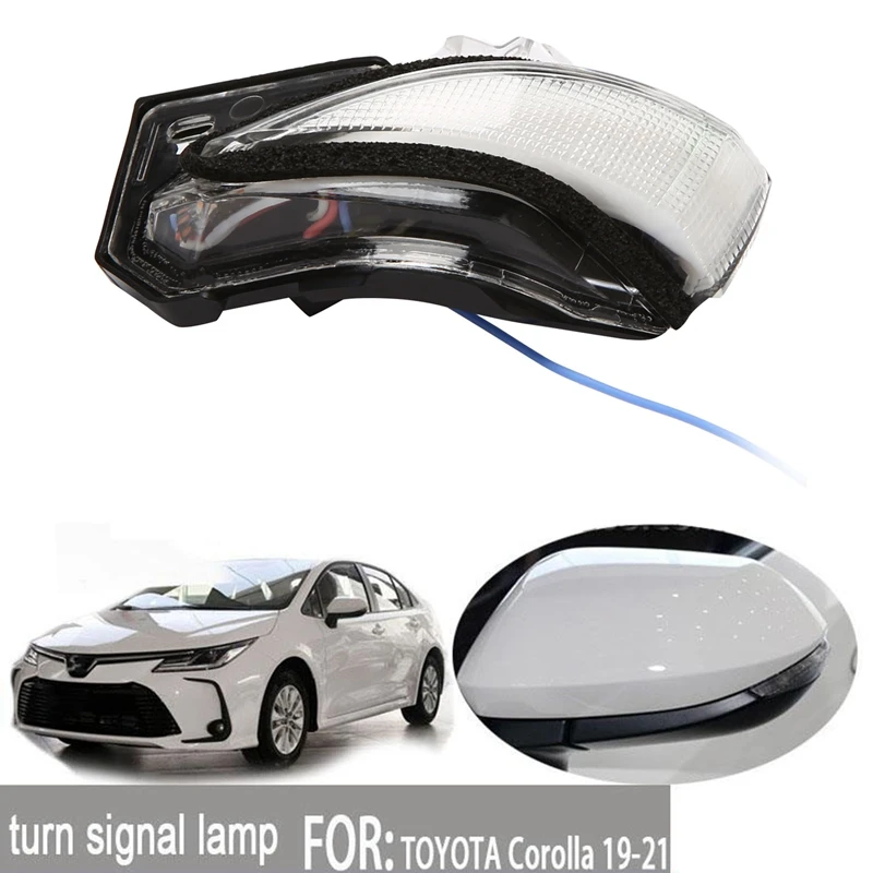 

LED Dynamic Amber+Blue Mirror Turn Signal Mirror Indicator Lamp Flowing Water Blinker for Toyota Corolla 2019-2021