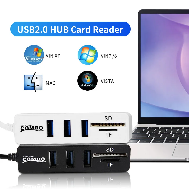 ANMONE 3 порта usb хаб с кардридером USB 2 0 Micro SD TF карта компьютерный адаптер