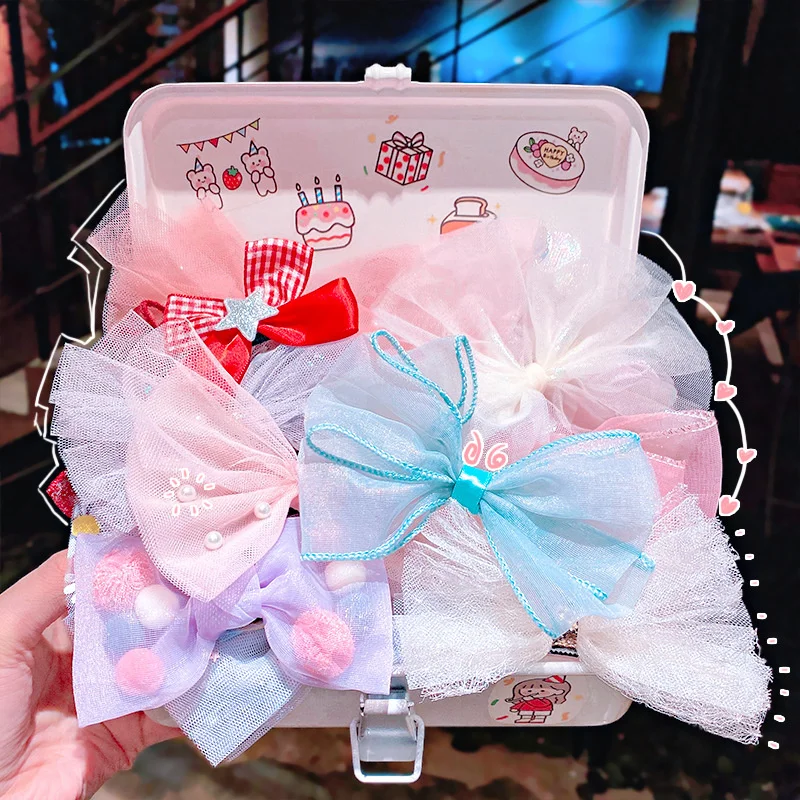 Шпилька для волос из органзы с бантом Детская шпилька сетки головной убор