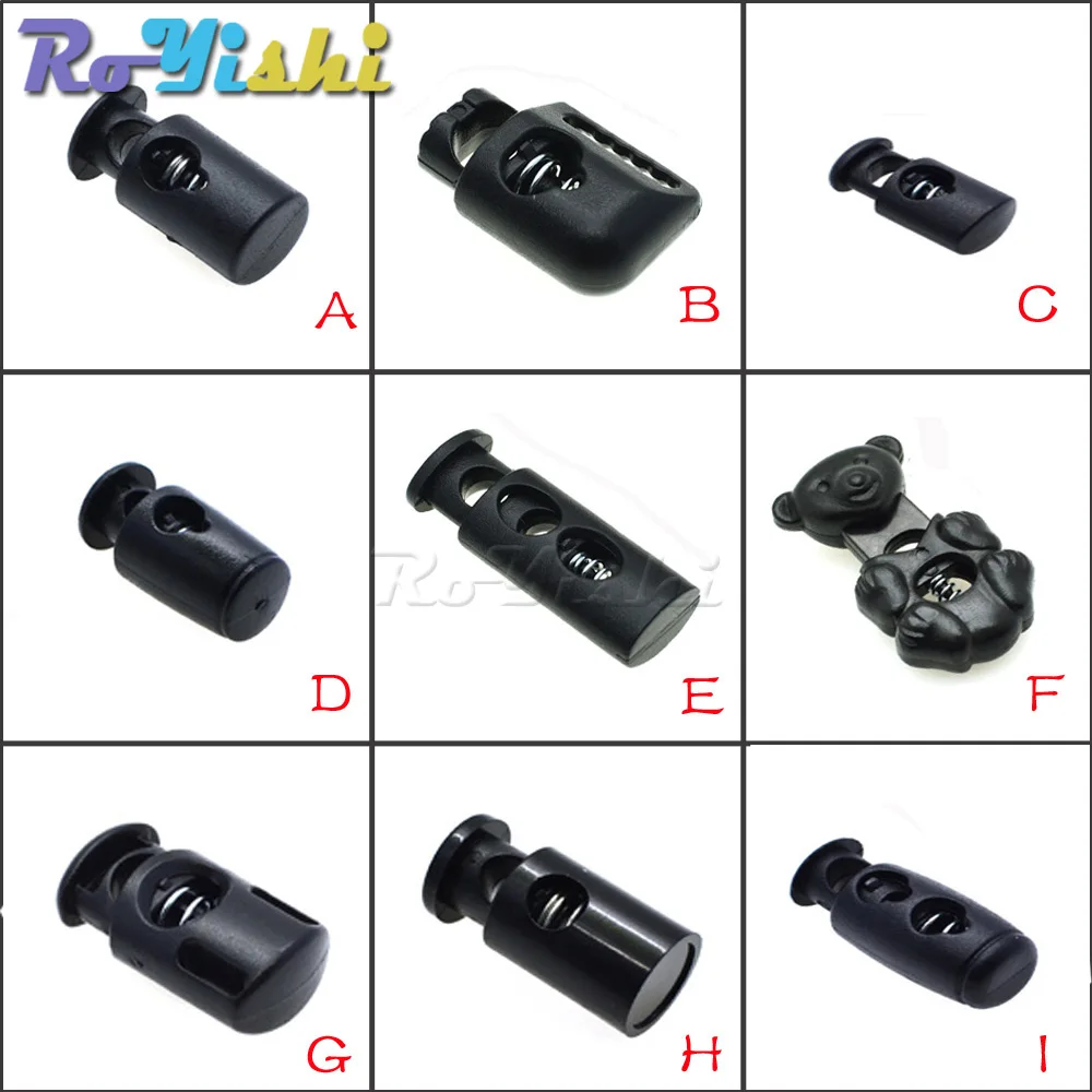 

1000pcs/pack Cord Lock Toggle Clip Stopper Plastic Black For Bags/Garments