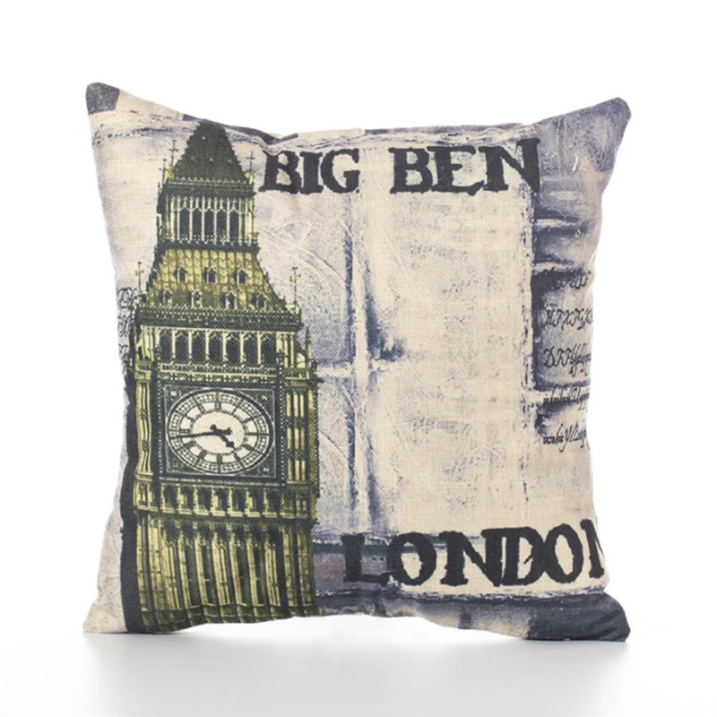 Париж Эйфелева башня Биг Бен Подушка Чехол из хлопка и льна Чехлы Европейский с