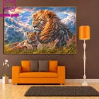 Алмазная вышивка с животными львом, набор для алмазной мозаики 5d сделай сам с квадратными и круглыми стразами, вышивка крестиком, украшение для дома