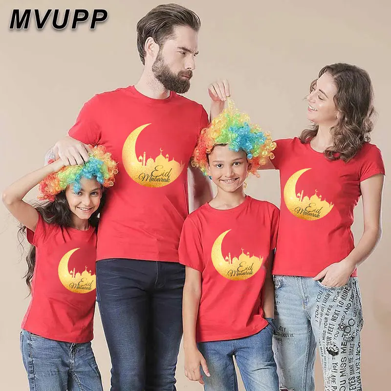 

2020 Ramadan family short sleeves t shirts mommy and me outfits momer baby boys funny prints father son shirt casual cotton soft