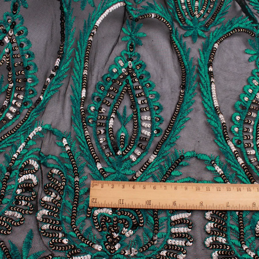 Королевские цветы блестки на сеточку Африка кружева вышитые свадебные Evinging шоу