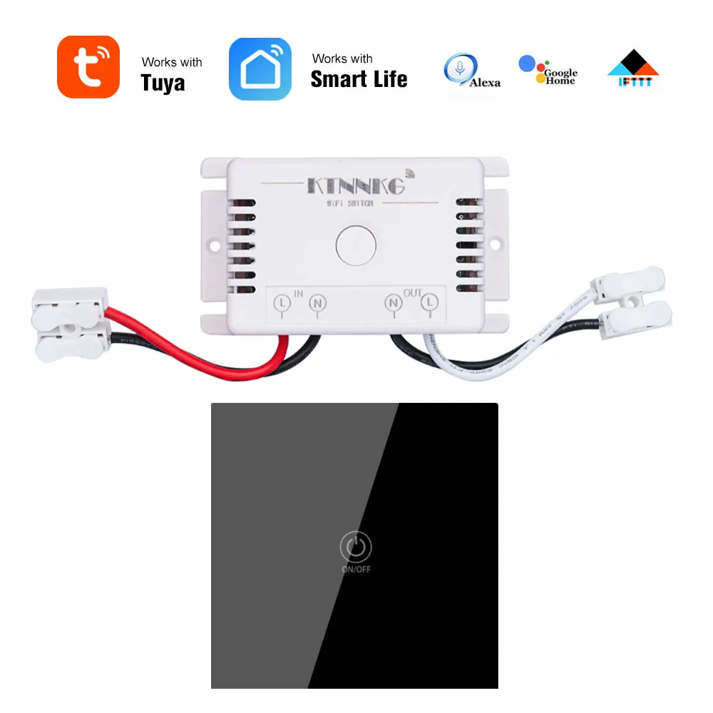 220 V 1 Gang туя приложение Wi-Fi выключатель света Беспроводной удаленного Domotica умный дом лампы Управление релейный модуль для Alexa прямая - Цвет: kit1