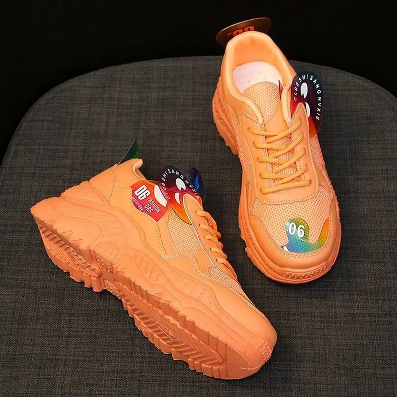 

Women Lace Up Mesh Shoes Thick Bottom Ladies Fashion Vulcanized Shoes Platform Women's Sneaker Female Casual Shoe 2021 New