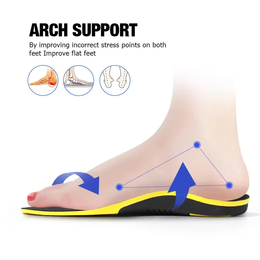 3ANGNI Slight Orthotic Insoles Arch Support for Plantar Fasciitis lower back pain relief PU Insole Health Sole Pad for Shoes