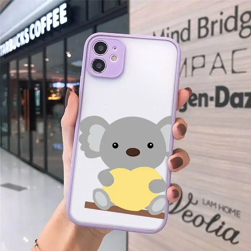 

Cute Panda Giraffe Koala cartoon Phone Case Matte Transparent for iPhone 7 8 11 12 s mini pro X XS XR MAX Plus cover funda