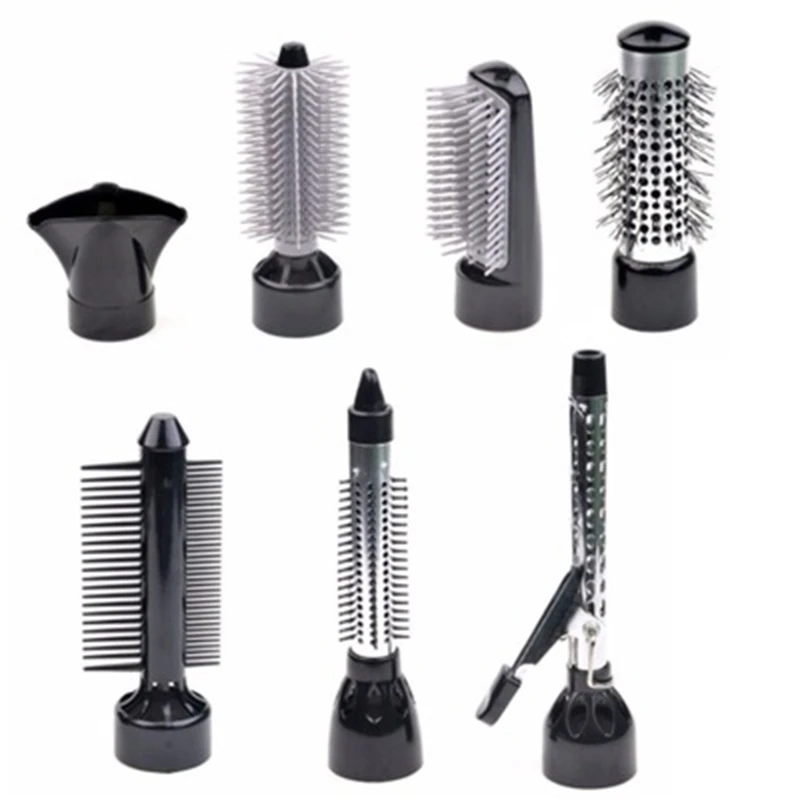 

US Plug 7 in 1 Multifunction Professional Negative Ion Hair Dryer with Comb Hair Dryer Set Curling Wand Straight Hair with 7 Att