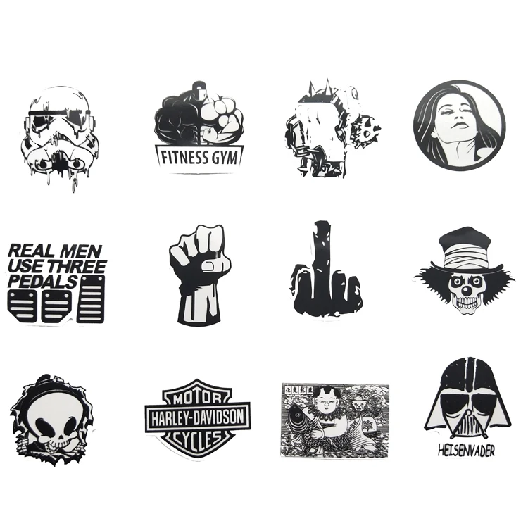 60 шт. черные и белые граффити водонепроницаемые автомобильные наклейки для