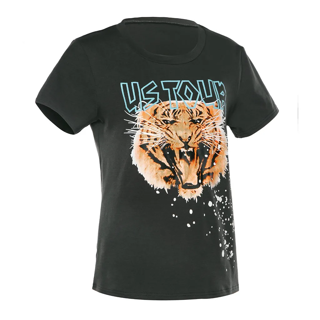 Модная футболка модные женские повседневные топы с круглым вырезом коротким