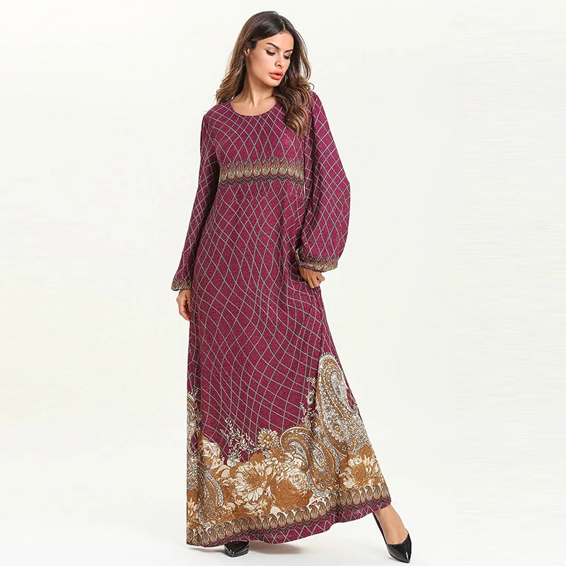 Новое модное мусульманское простое стильное тонкое платье длинными рукавами