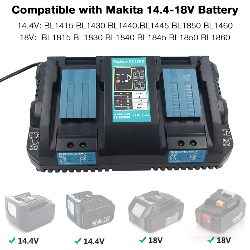 double charger power tools battery charger for makita 14 4v 18v rechargeable batteries bl1815 bl1830 bl1840 bl1850 bl1440 bl1430 free global shipping