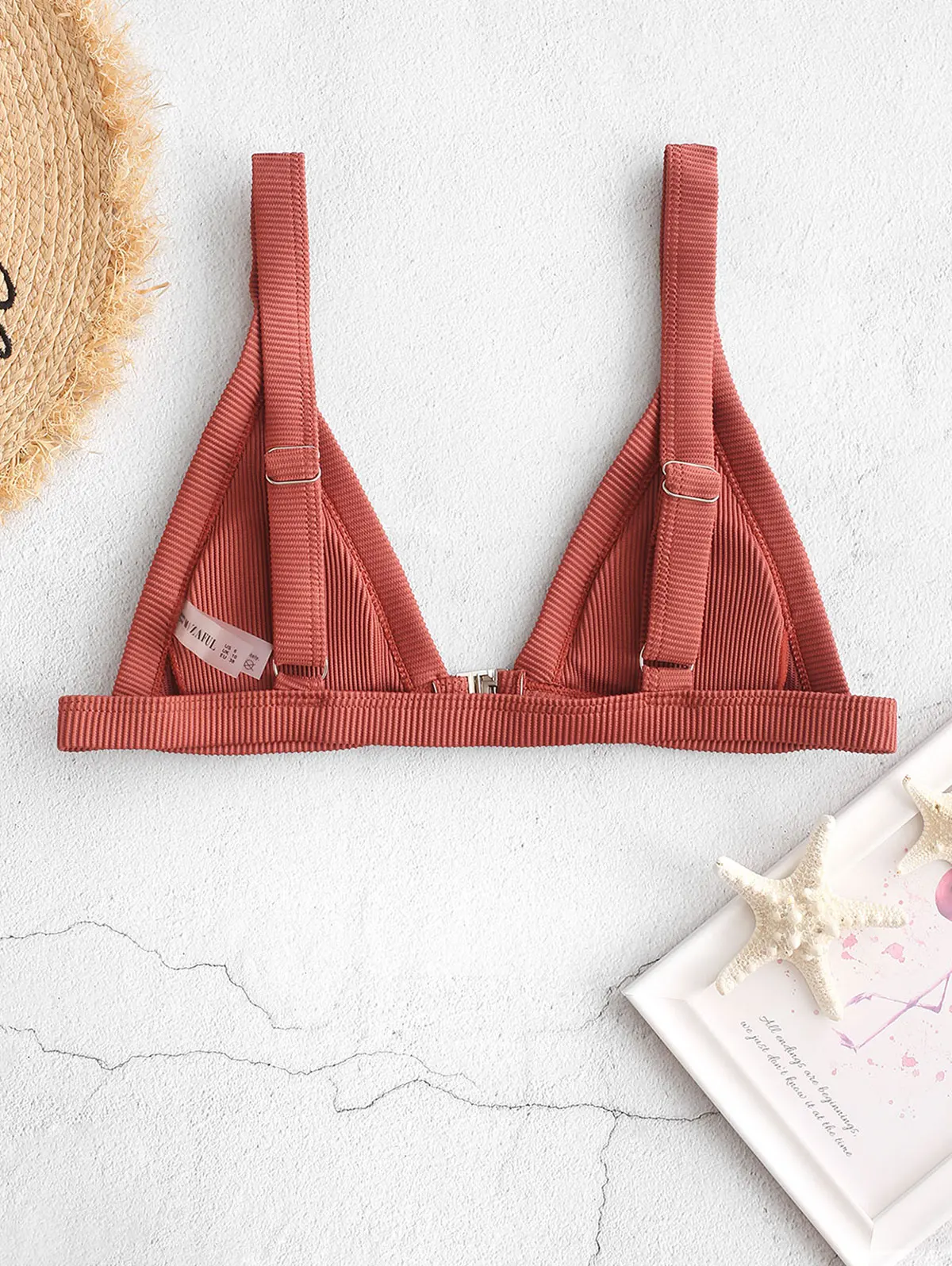 Женский купальник в рубчик с застежкой спереди|Раздельный из двух частей| |