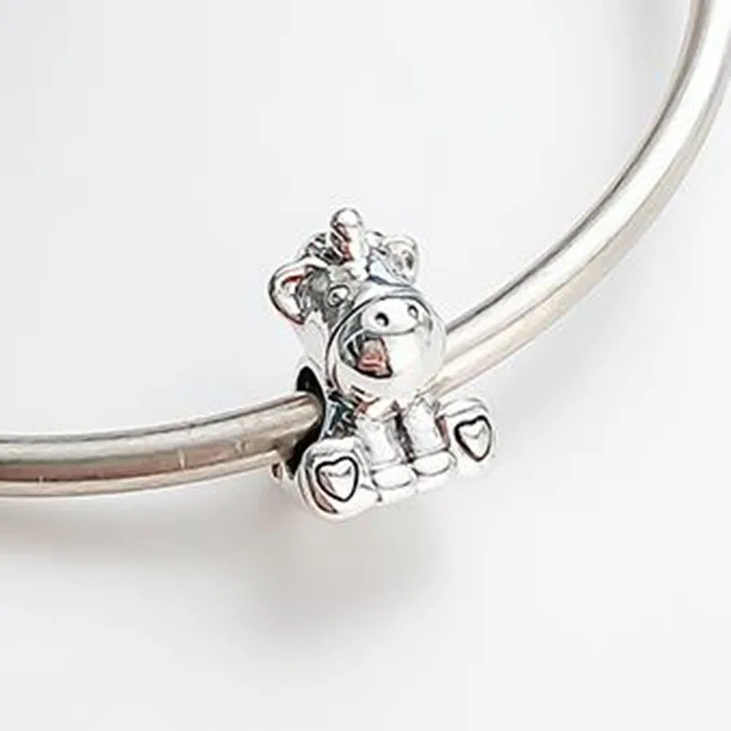 

100% 925 Sterling Silver Bead Lovely Unicorn Beads Fit Pandora Women Bracelet & Necklace Diy Jewelry