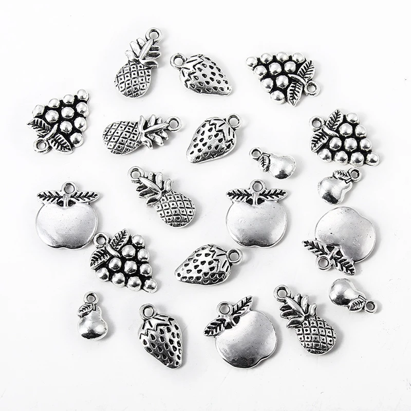 Подвески 20 шт./лот тибетские серебряные подвески в виде яблока груши клубники