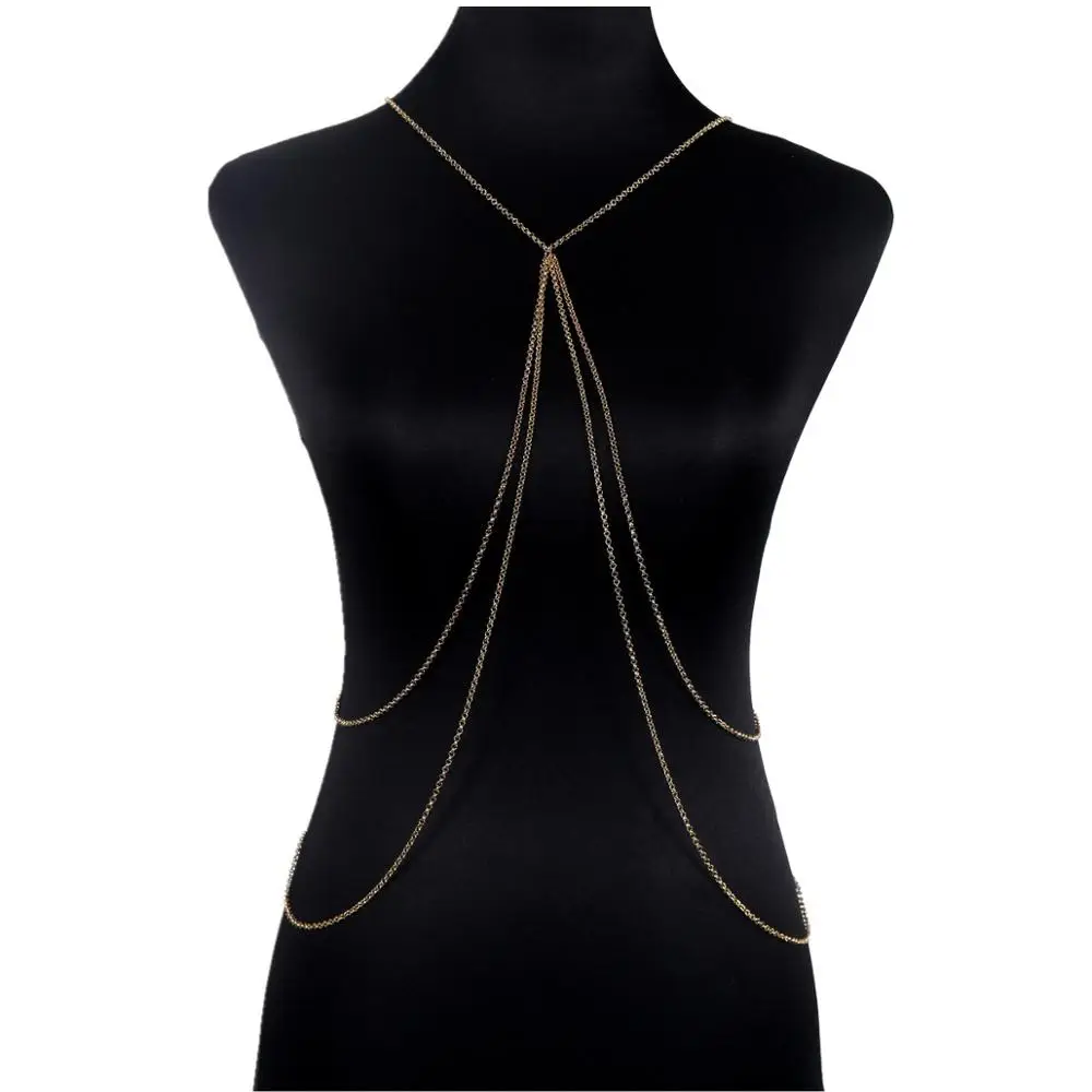 Сексуальное бикини Золото Тон Женские многослойные нательная цепочка ожерелье