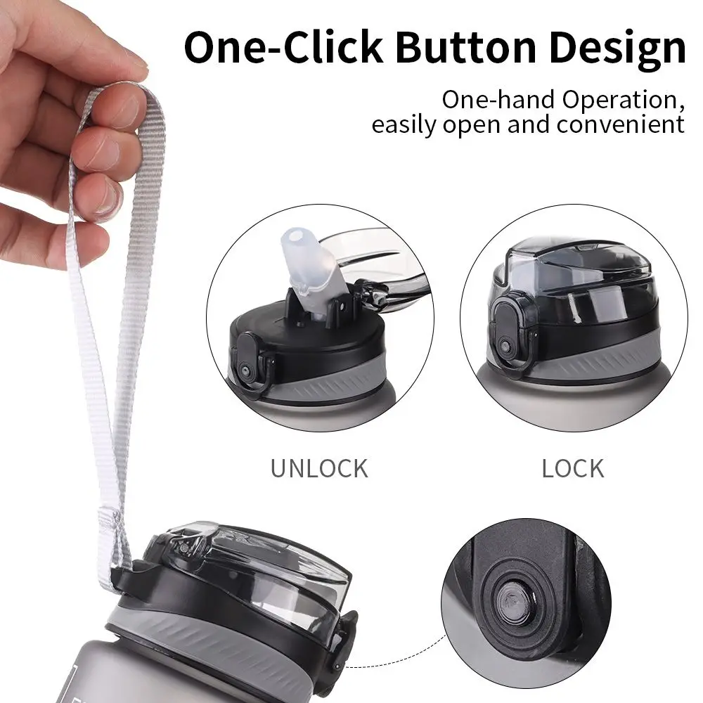 Герметичные многоразовые бутылки для воды с маркером времени 1000 мл | Спорт и