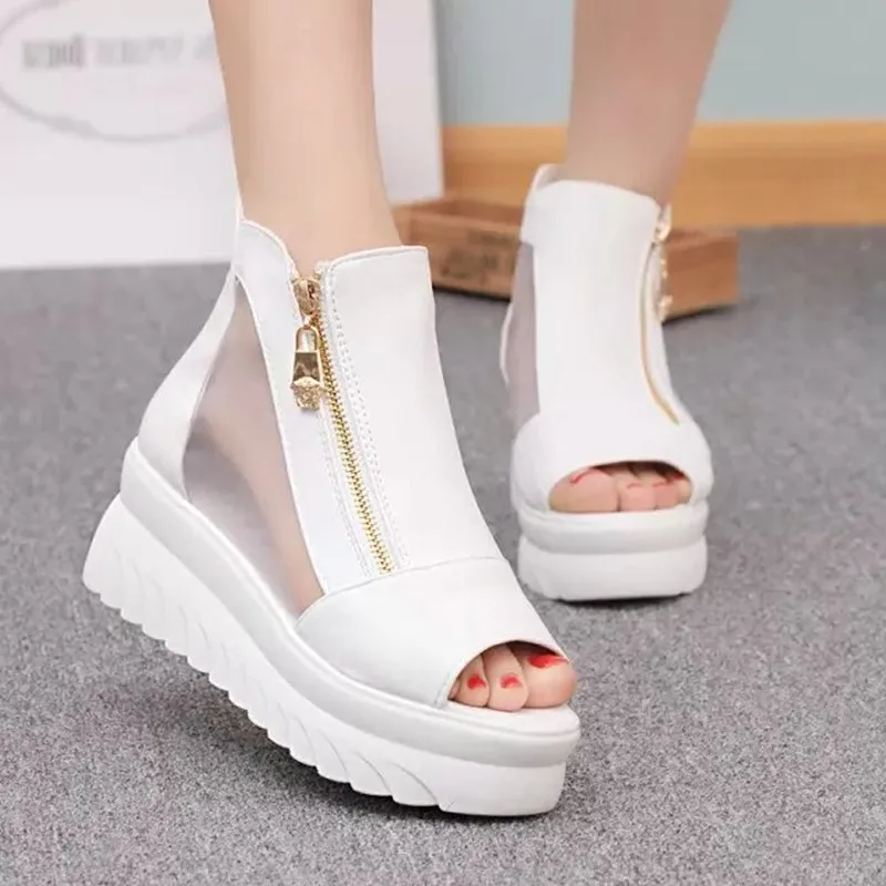 2020 летние модные женские туфли на платформе открытые ботинки с ремешками Туфли