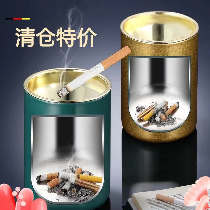

Ashtray home living room anti-fly ash office creative stainless steel funnel ash cup car carrier with cover high-end