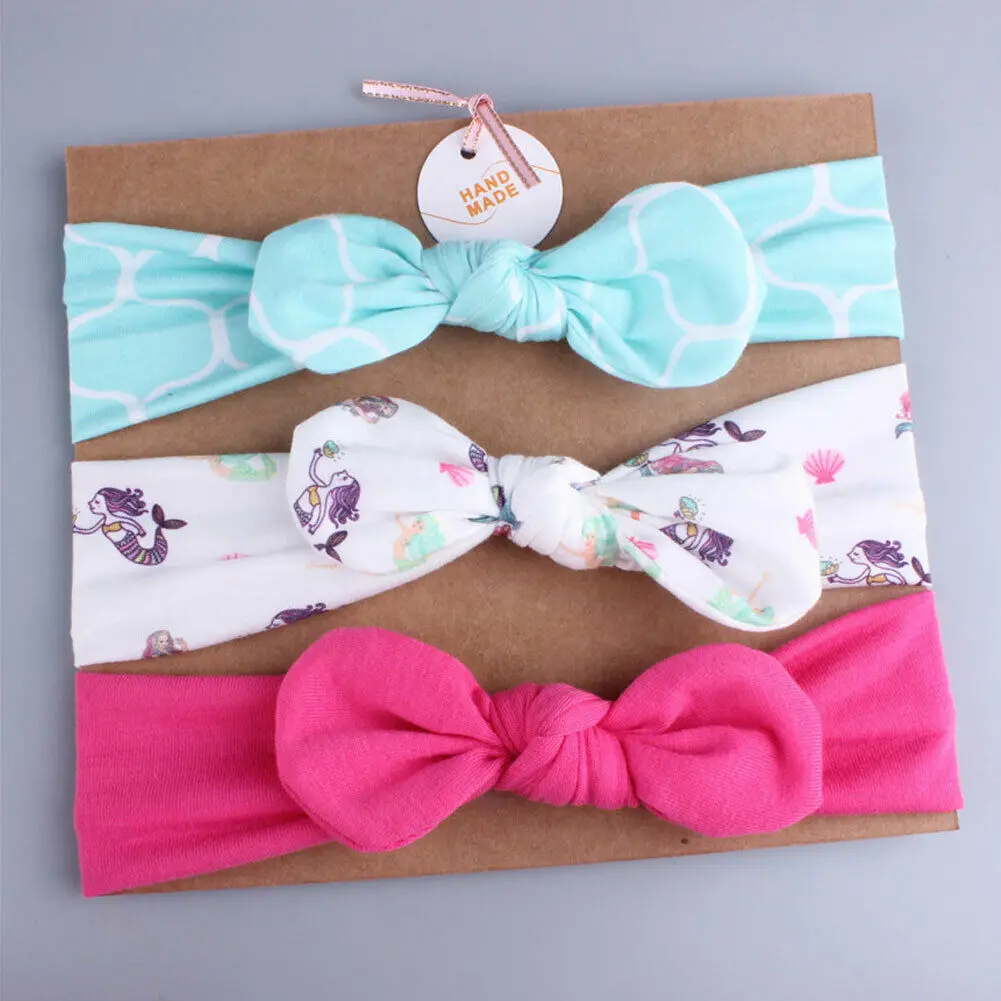 3Pcs Cute Baby Headband Rabbit Ear Neonata Bow Flower Elastic Haarband Girls Headbands Children Turban Hair Accessories Set | Детская