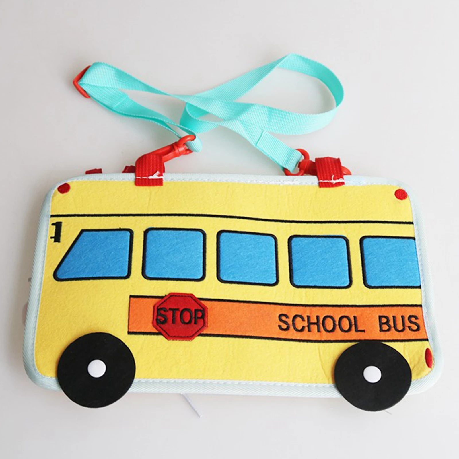 

Learning Sensory Busy Board Toys 2-5 Year Old Travel Button Toy School Bus