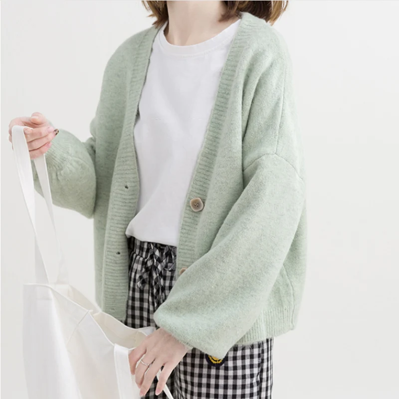 Women's Autumn Knitted Sweaters Cardigans Ladies V-Neck Single Breasted Cardigan Girls Fashion Sweet Female Oversized |