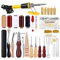 nonvor 33 pcs set professional leather craft tools kit leather supplies waxed thread cord leather sewing needles for beginner