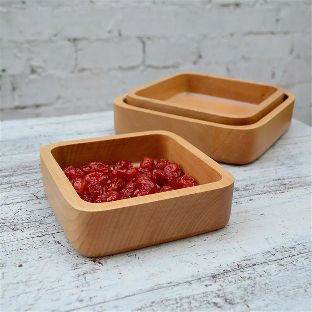 Салатница японская деревянная поднос для фруктов Квадратная тарелка салата