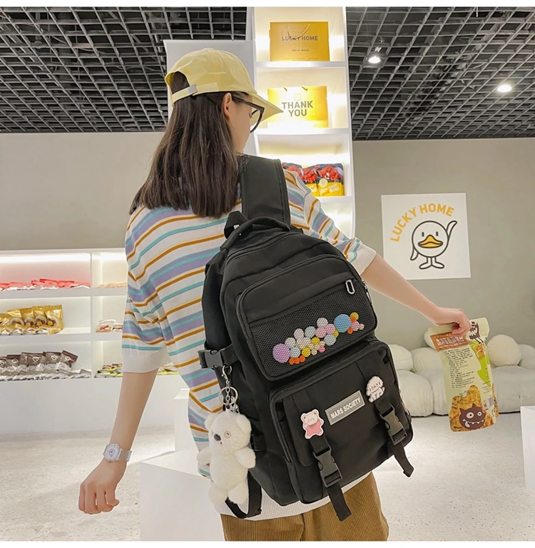 

J3680 -New leisure multi-function backpack trend solid color large capacity Backpack