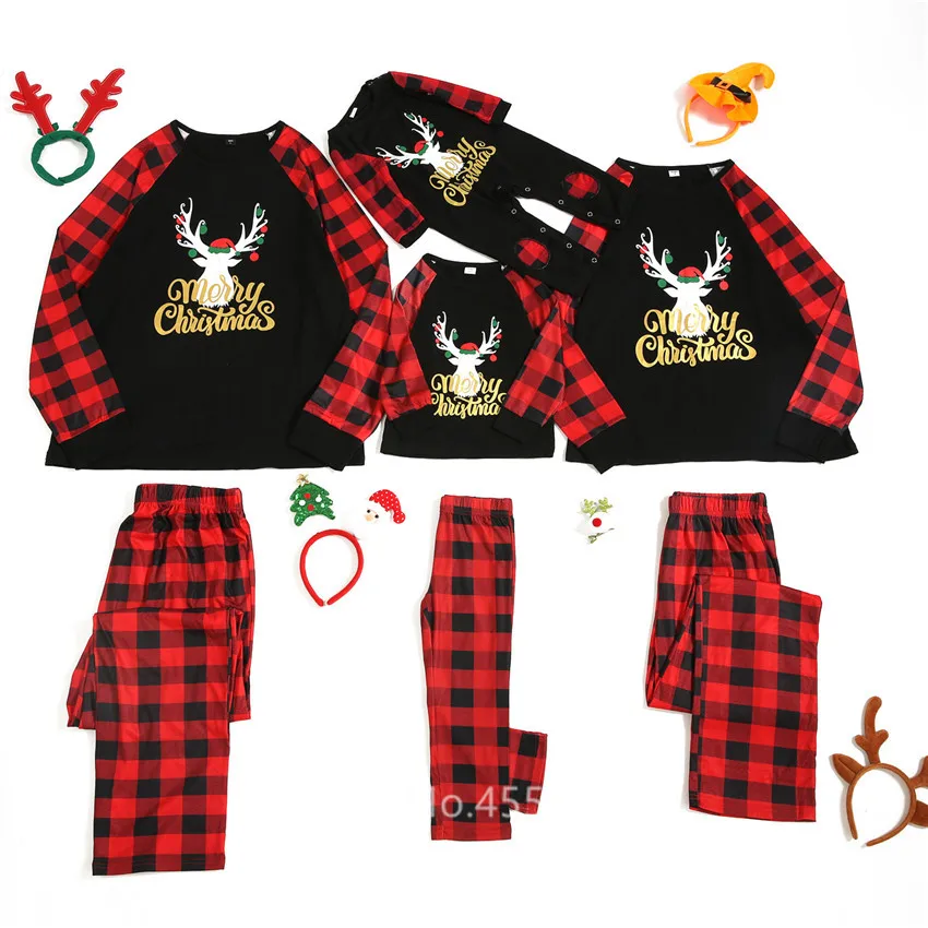 

Family Christmas Pajamas Set Matching Clothes Mommy and Daughter Ugly Christmas Sweater Baby Romper Men Merry Xmas Sleepwear