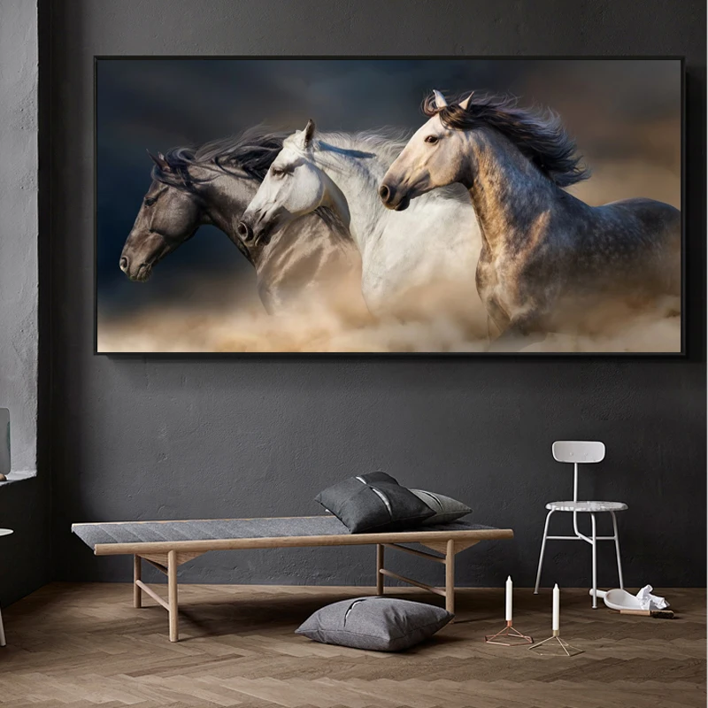 

Three Running Horses Canvas Art Animals Wall Art Poster Pictures For Living Room Home Decor Cuadros Wall Canvas Print Paintings