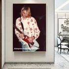 Постер на холсте с изображением Курта Кобейна, музыкальной группы, певицы, звезды, роспись, Настенная картина для гостиной, черно-белое украшение для дома