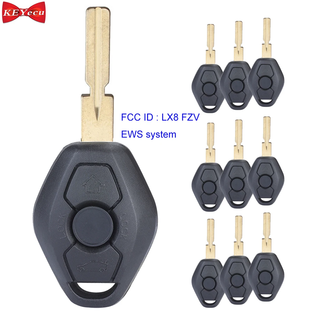 KEYECU 10 шт. EWS дистанционный ключ 315/433 МГц ID44 ДЛЯ BMW 3 5 7 серии M3 M5 X3 X5 99 2006 HU58|Ключ от