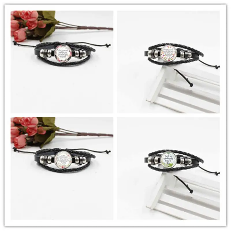 Библейский поэтический хрустальный стеклянный браслет плетеный кожаный вера