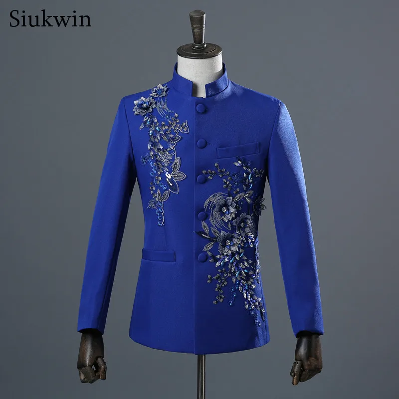 Мужской блейзер из бисера синего цвета мужской пиджак для мужчин 2019 свадебное
