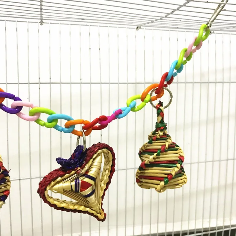 Новая игрушка для птиц натуральная трава плетеная жевательная цветная клетка