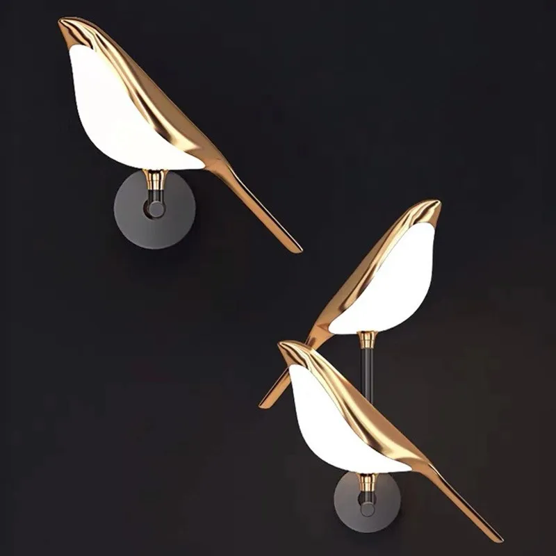 

Postmodern Bird led wall lamp Nordic plating gold acrylic bedroom bedside wall sconce hallway aisle staircase wall light fixture