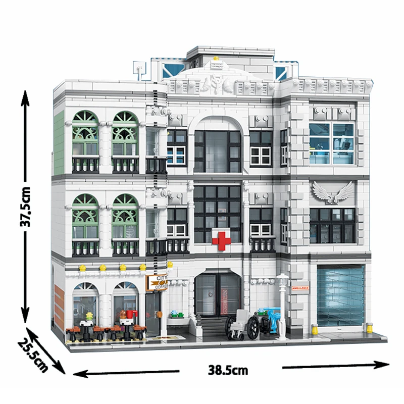 

Mailackers City Hospital Construction Creator Expert Architecture Friends Modular House Street View Bricks Building Blocks Toys