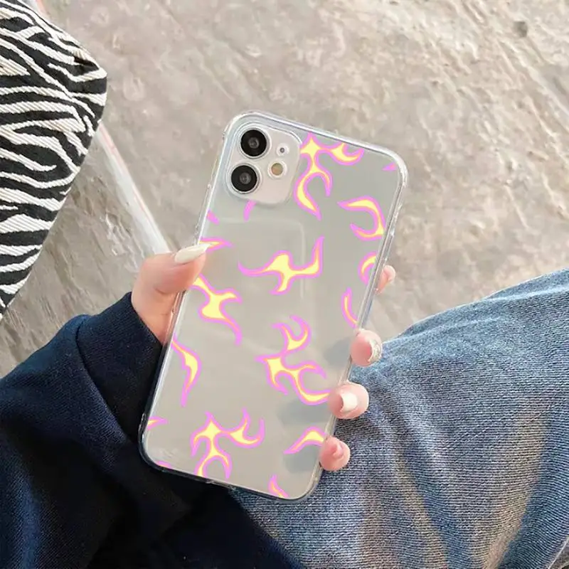 

Flame art cool Phone Case Transparent for iPhone 11 12 mini pro XS MAX 8 7 6 6S Plus X 5S SE 2020 XR