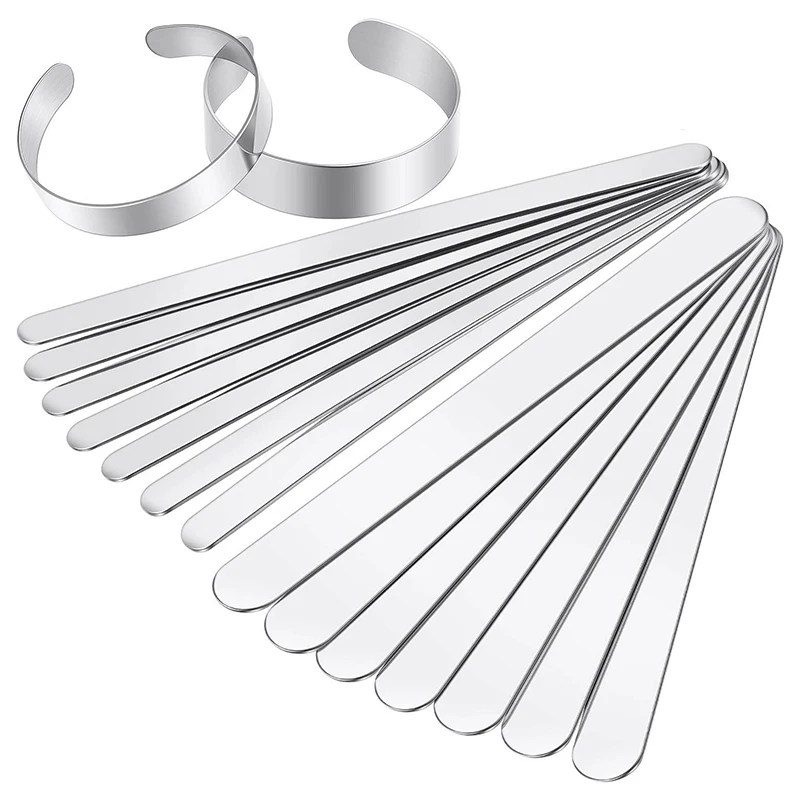 

16 Pieces Bracelet Blanks 3/8 Inch and 5/8 Inch Stainless Steel Bangle Blanks DIY Cuff Bangle Bracelet Blanks