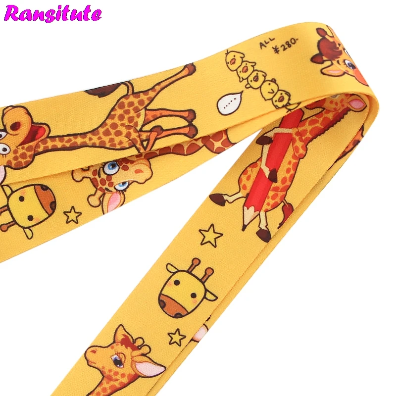 Ransitute Giraffe Cartoon Lanyard Key ID Card Phone Belt USB Badge Holder Fashion Neckband Webbing Rope R698 | Мобильные телефоны и