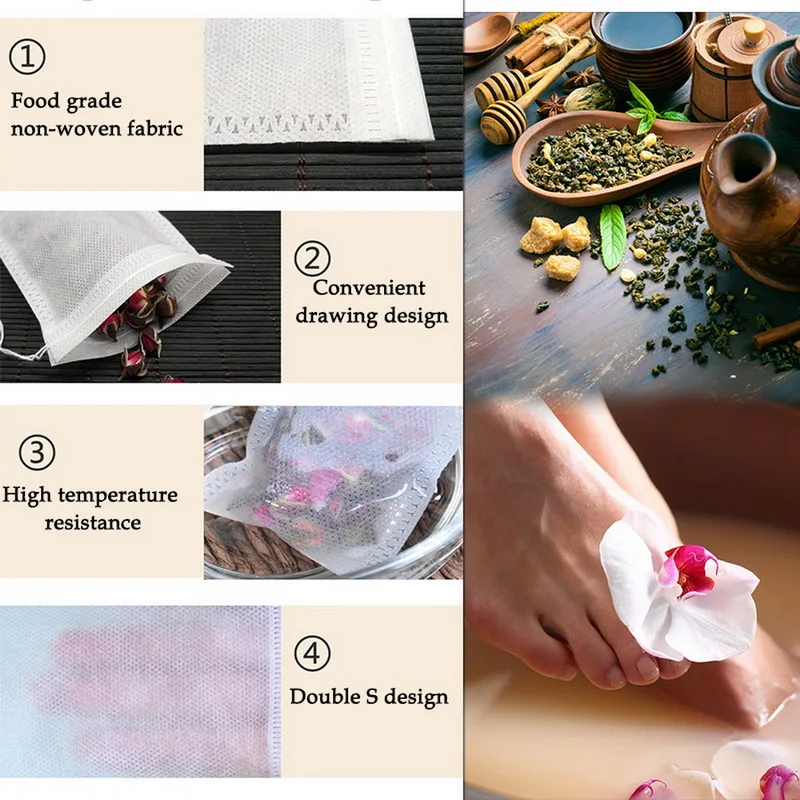 100/500/1000/2000 шт. чайные пакетики пустые для ароматизированного чая со шнурком