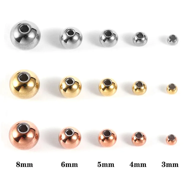 100pcs Stainless Steel Spacer Beads Loose Ball Beads Charm Loose Beads DIY Bracelets Beads for Jewelry Making