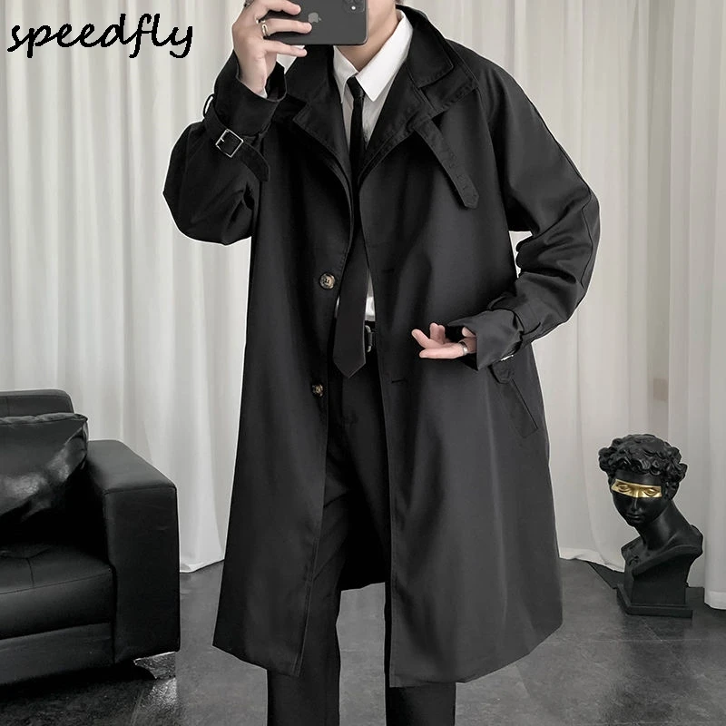 Тренч мужской однобортный уличная Красивая верхняя одежда в Корейском стиле