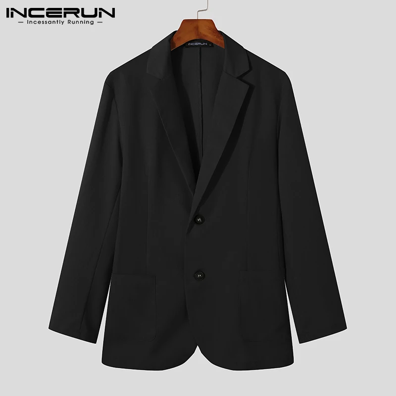 

Топы INCERUN, новинка 2021, Мужской Блейзер, костюм с длинным рукавом, куртки, платье, однотонный удобный костюм, пальто, свободный Универсальный п...